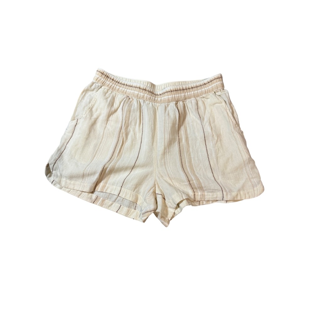 NEW Carve Designs Size Small Cream Brown Striped 100% Organic Cotton Shorts 3"